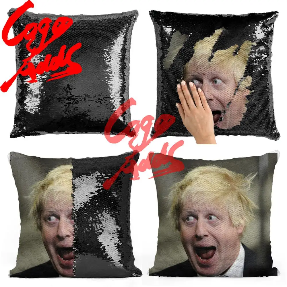 

Boris Johnson sequin pillow | sequin Pillowcase | Two color pillow | gift for her | gift for him | pillow | magic pillow