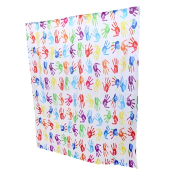 

1 Set Waterproof Shower Curtain Colorful Handprint Bathtub Curtain for Toilet