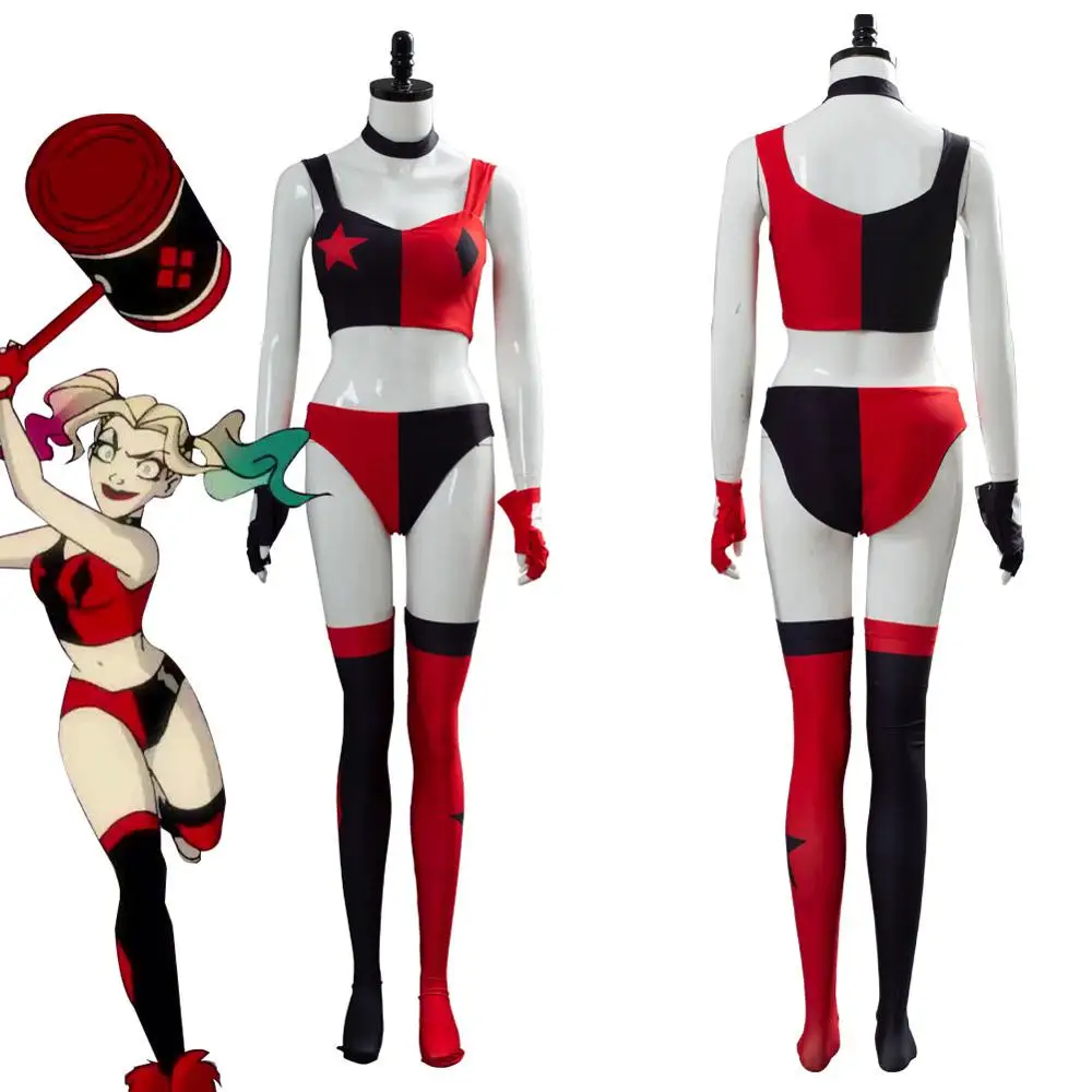 2019 DC Comic Harley Quinn Cosplay Costume Bra Shorts Gloves Halloween Carnival Party costumes
