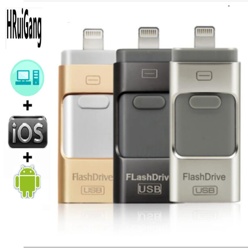 OTG USB флеш-накопитель USB3.0 для iPhone/iPad/IOS/Android/PC 128 Гб 64 ГБ 32 16 8 3 в 1 высокоскоростной |