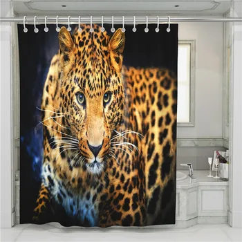 

A Leopard 3D Shower Curtain Bathroom Waterproof Polyester Printing Curtains for Bathroom Shower Hooks