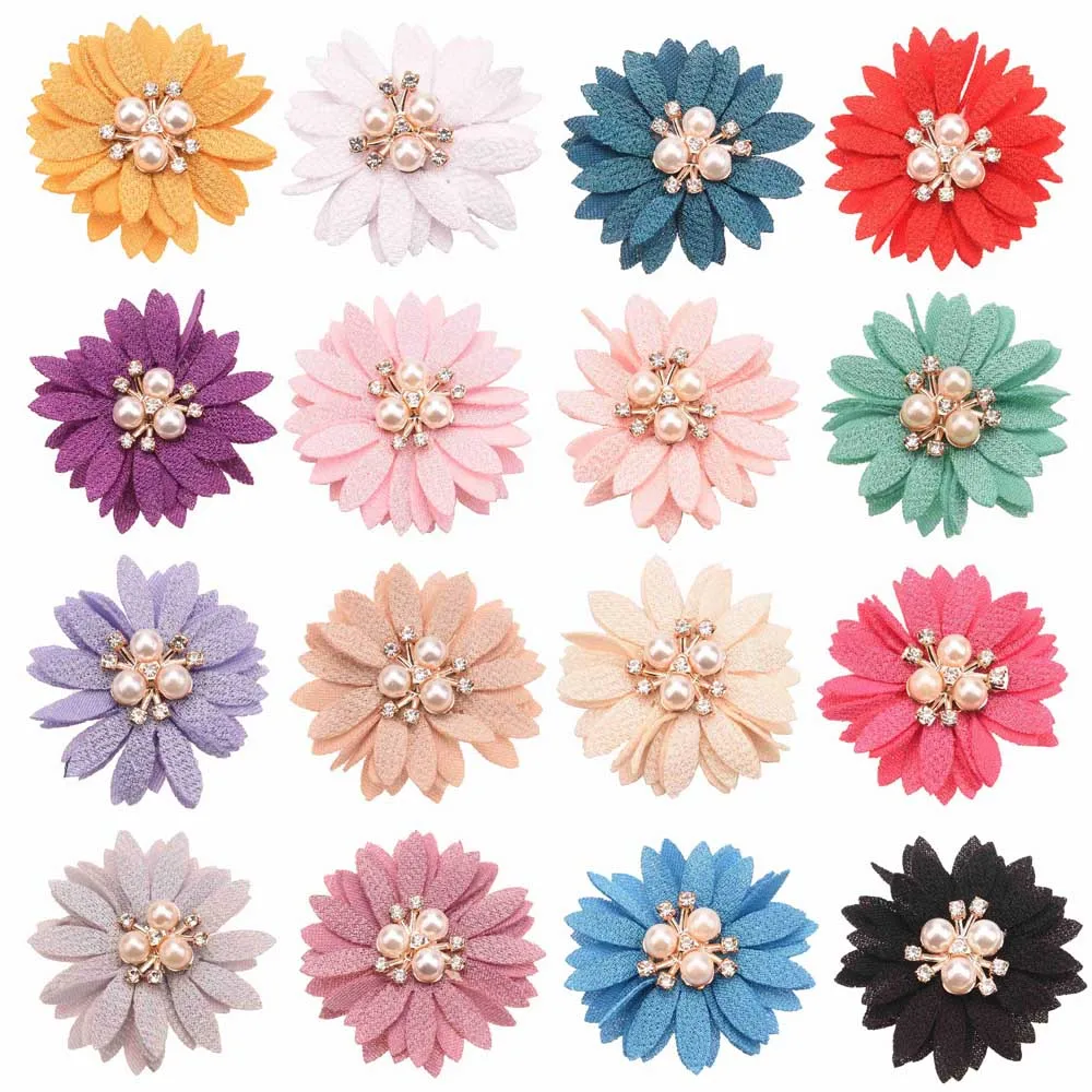 

240PCS Kawaii Hair Accessories for Girls Hair bows Headbands Fashion 2inch Flower Rhinestone Cluster DIY Headwear