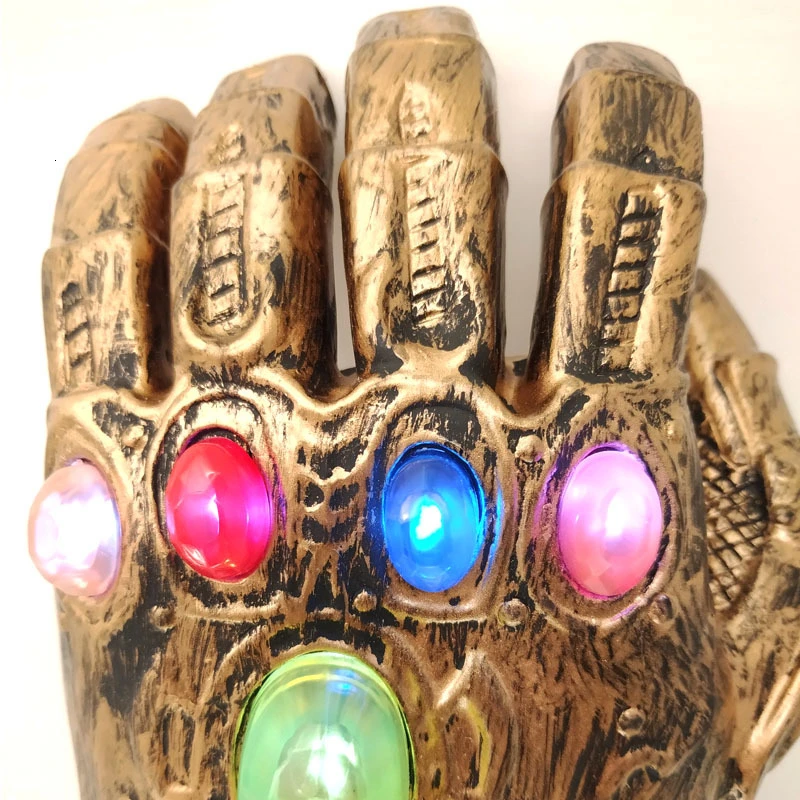 Thanos Infinity Gauntlet War для косплея Железного человека супергерой Мстители светодиодный свет латексные перчатки Дети Хэллоуин аксессуары для косплея