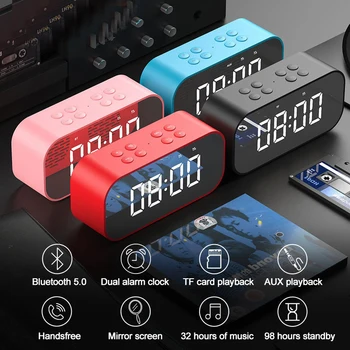 

Bluetooth Speaker Alarm Clock With Subwoofer Speaker, Alarm, Hands-free Call, Radio Function Two Sets Of Alarms And Snooze Mode