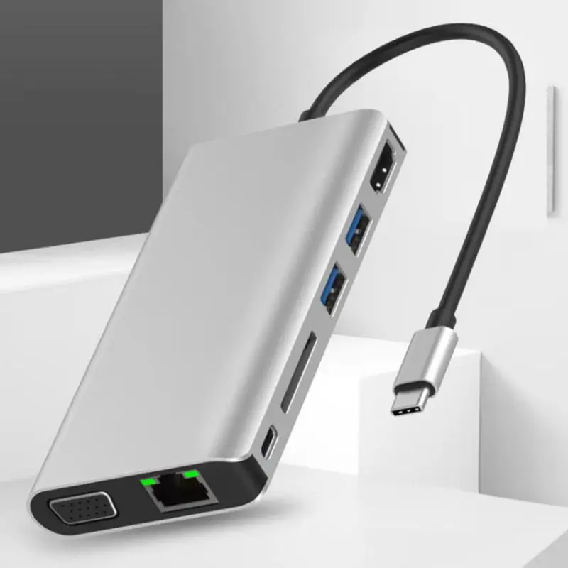 USB C на Hdmi VGA Ethernet адаптер Тип-c многофункциональный концентратор 4K HD usb-хаб 8-в-1 док-станции
