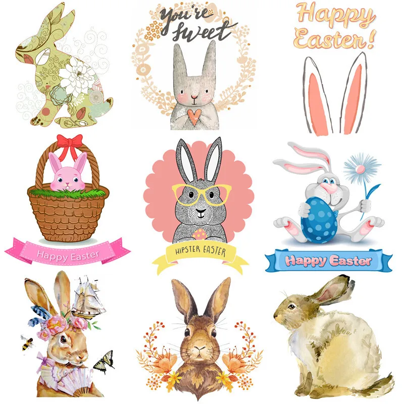 

Poemyi Cute Rabbit Iron on Patches for Clothing Cartoon Anime Heat Transfer Thermal Stickers Strips Applique on Woman T Shirt Q