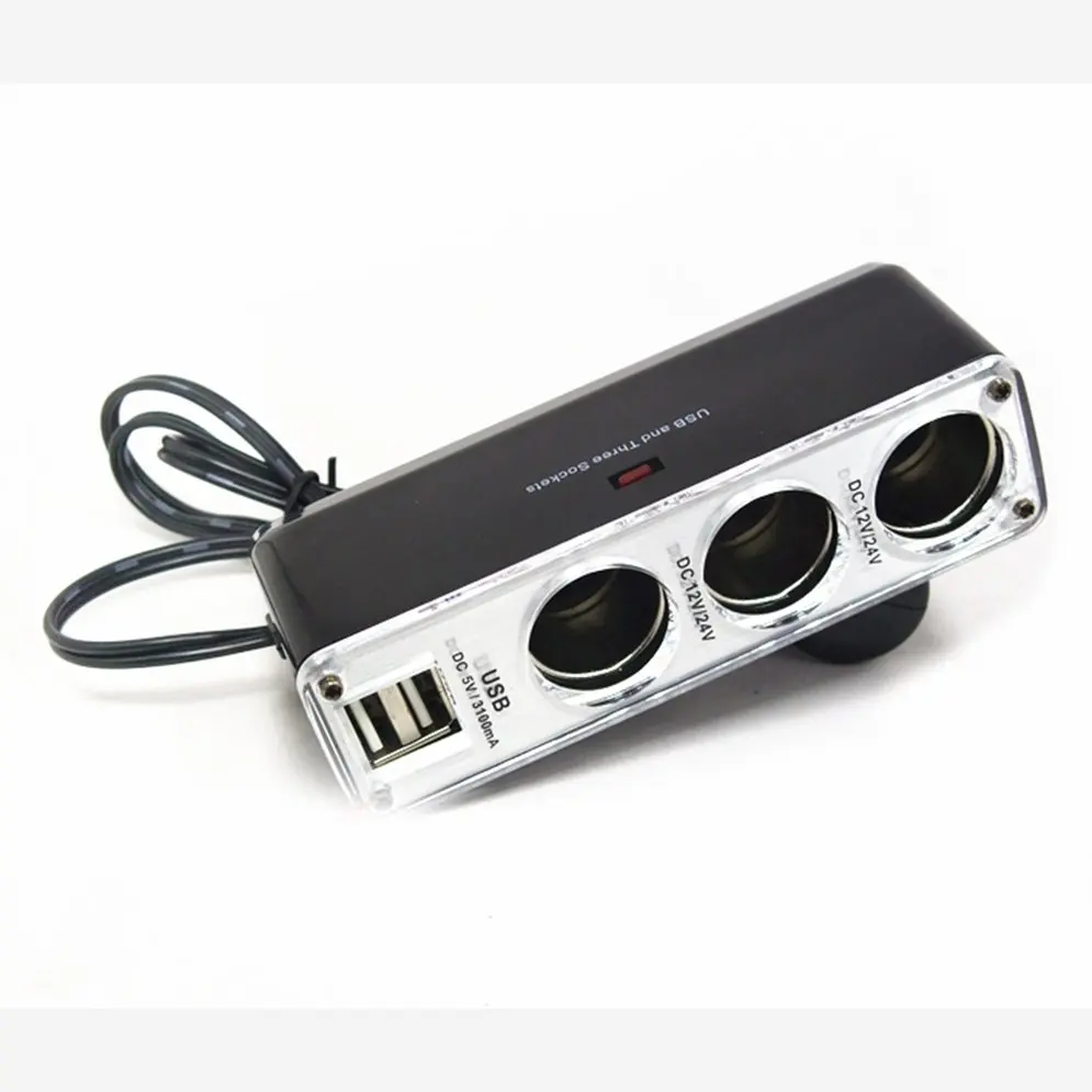 WF-096-2 3 порта розетка для автомобильного прикуривателя и быстрое зарядное устройство QC USB Зарядное устройство Мощность адаптер