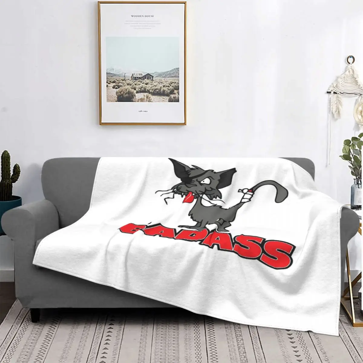 

Badass Street Cat - 1 manta a cuadros para cama, colcha de algodón, 150