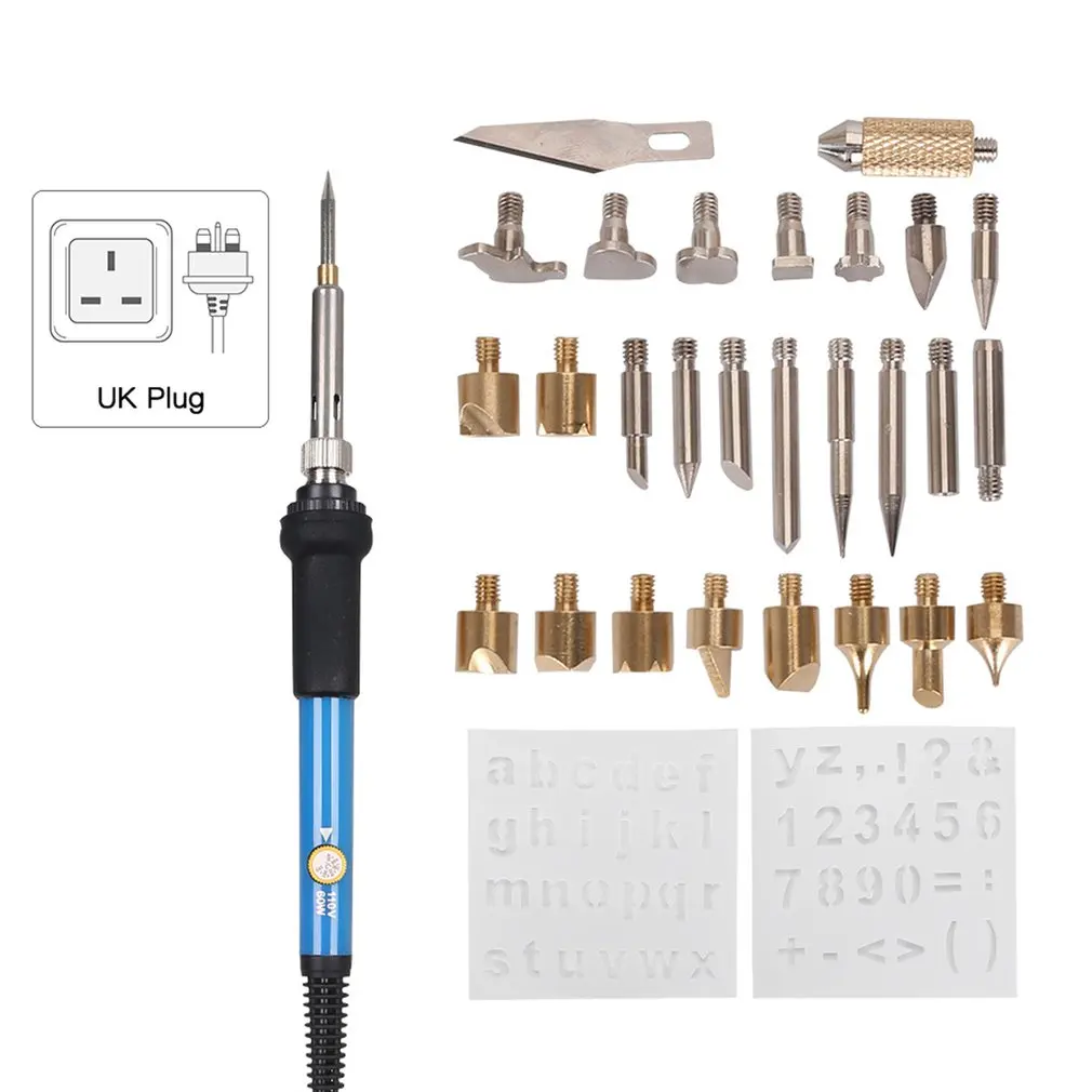 

1/ 28/ 33 pcs Regulated Temperature Electric Welding Soldering Iron Kit Carving Pyrography Tool Wood Embossing Burning Pen Set