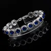 Jellystory pulsera de encanto con forma redonda zafiro, rubí de piedras preciosas de Plata de Ley 925 joyería para mujer de boda, regalo de compromiso ► Foto 2/6