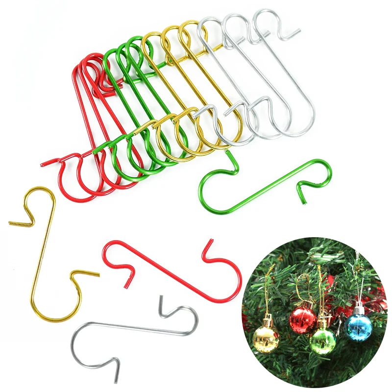 

50Pcs S Shaped Christmas Hook Christmas Ball Angel Doll Hanging Ornament Metal Hooks For New Year Xmas Tree Pendants Home Decor