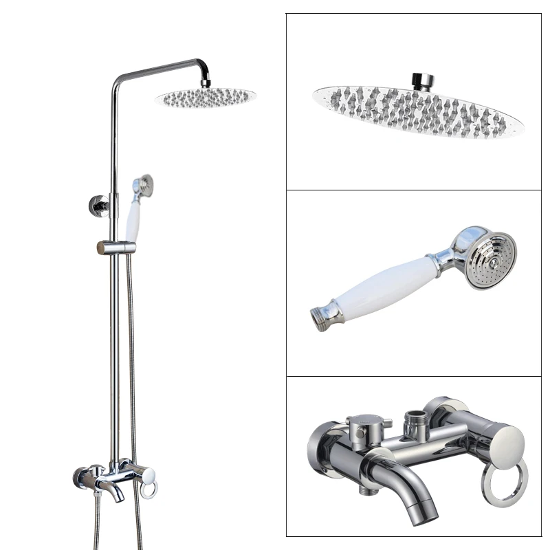 

Polished Chrome Brass Single Handle Wall Mounted Bathroom 8" Round Rain Shower Head Faucet Set Bath Tub Mixer Taps mcy333