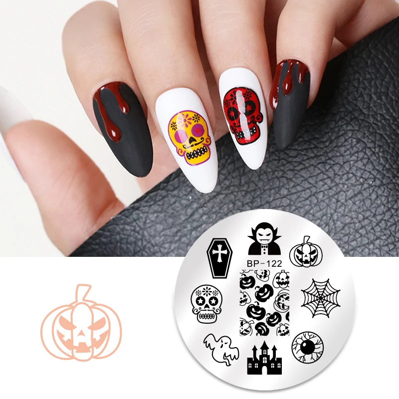 Pattern 4 BORN PRETTY 1 шт. Хэллоуин серия празднование ногтей штамповка пластины Маникюр штамп шаблон пластина с изображениями для нейл-арта - Цвет: Pattern 4