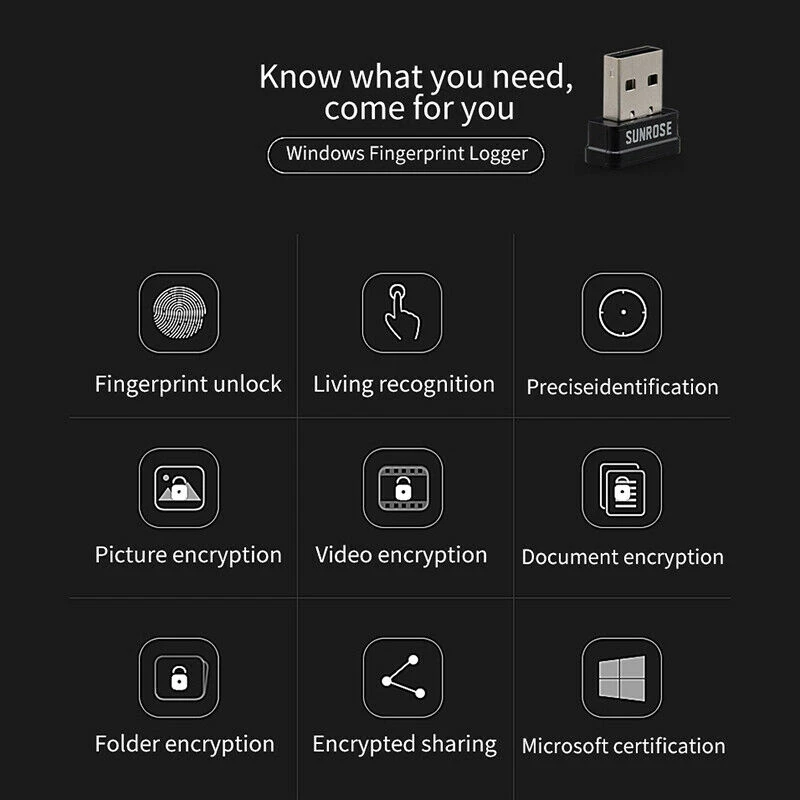 Sunrose биометрический USB считыватель отпечатков пальцев безопасности шифрование