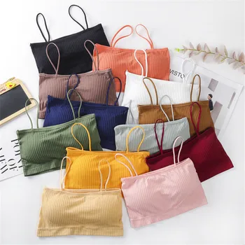 

Cute Girls Women Tube Top Sexy Crop Tops Bra Push Up Lingerie Fitness Bra Camis Bralette Seamless Sport Solid Underwear with pad