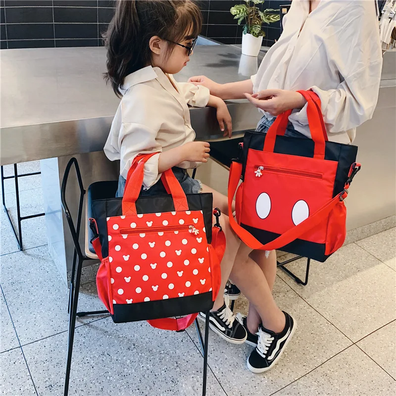 

Disney Mickey mouse Parent-child cartoon nylon large capacity lady messenger shoulder bag 2019 new bucket bag female handbags