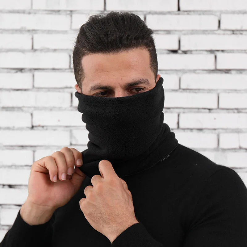New Double Layers Warm Scarf Fleece Neck Gaiter Warmer Men Women Multifunction Windproof Cap LMH66