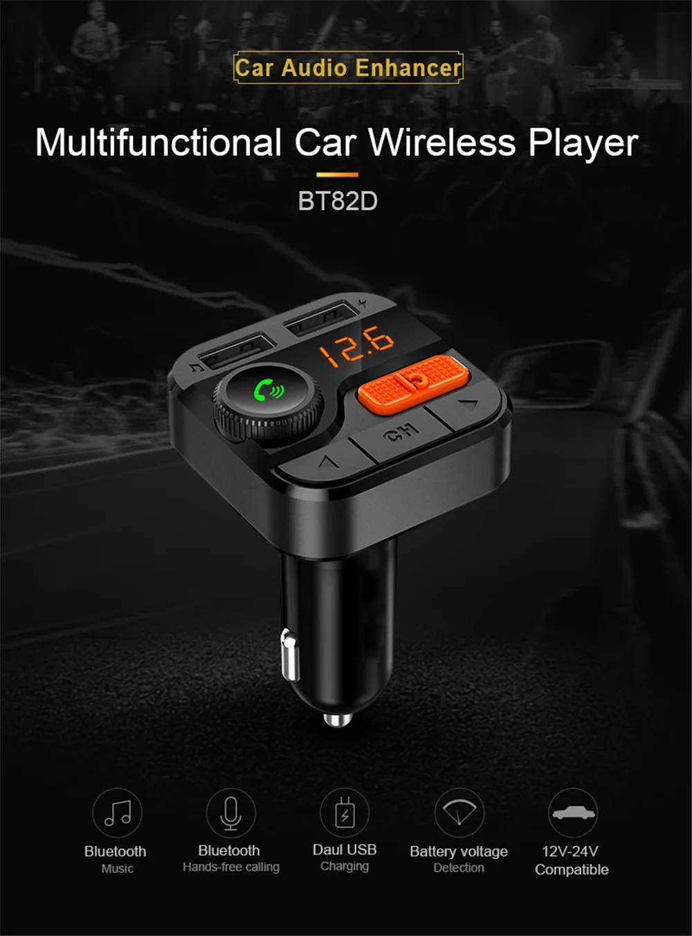 5 в 3.4A Автомобильный MP3-плеер Музыкальный Аудио Bluetooth Hands-free fm-передатчик беспроводной двойной USB автомобильный Aux зарядное устройство передатчик BT82D