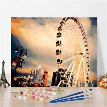

Dawn Ferris Wheel Paintings By Numbers DIY Pictures Oil Coloring By Numbers Set Drawing By Numbers Canvas Decor New Arrivals