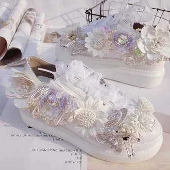 

2020 new autumn rhinestone tassel canvas shoes women casual platform shoes European station satin sneakers