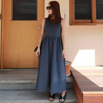 

Sleeveless Vest Playsuit for Women Casual Long Rompers Womens High Waist Wide Leg Jumpsuit