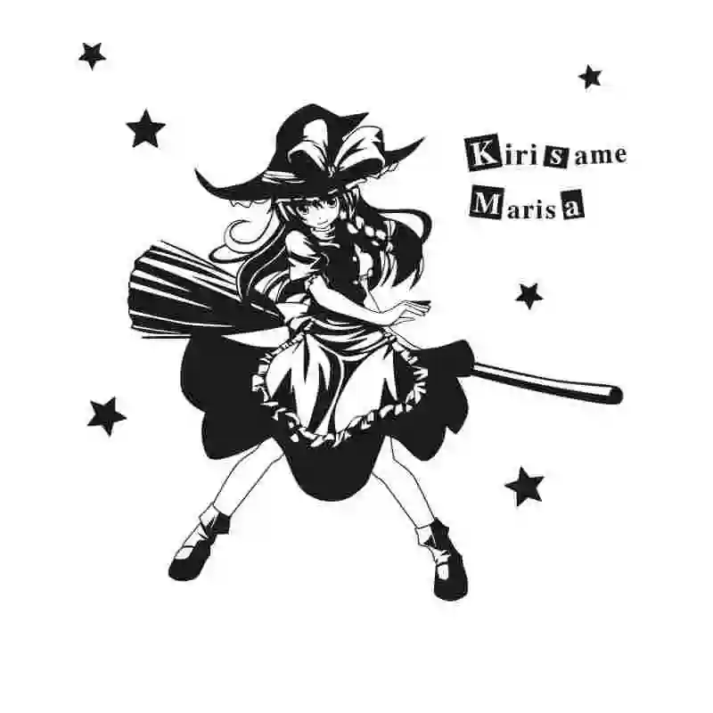 Pegatina Touhou Project Sticker Anime Cartoon Kirisame Marisa Car Decal Sticker Vinyl Wall Stickers  Decor Home Decoration