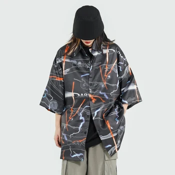 

Graffiti Gothic Clothes Summer Tops Plus Size Blouse Streetwear Oversized Women Clothing Goth Hawaiian Aloha Shirt 2020 Fashion