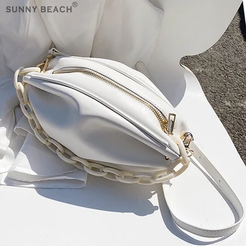 

Sofe pu leather Fold bag Chain women handbag small messenger bag shoulder underarm cloud bag Women Totes Bag