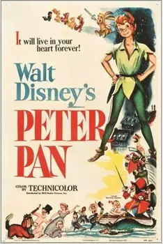 Peter pan (rko 1953)-Póster de seda de filme vintage, pintura decorativa, 24x32, Polegada, cuadros de pared para sala de estar