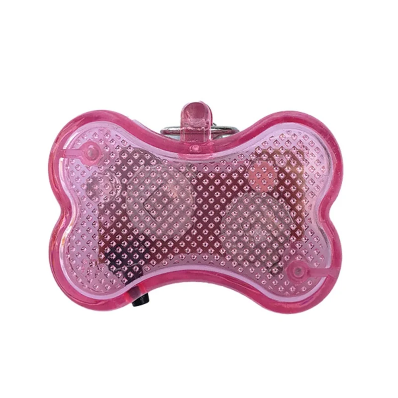 Розовый Pet Dog Blinking For Safety Night Shaped Bone Glowing Light Supply Dog Pendant Flashing Buckle Collar LED - Цвет: Розовый