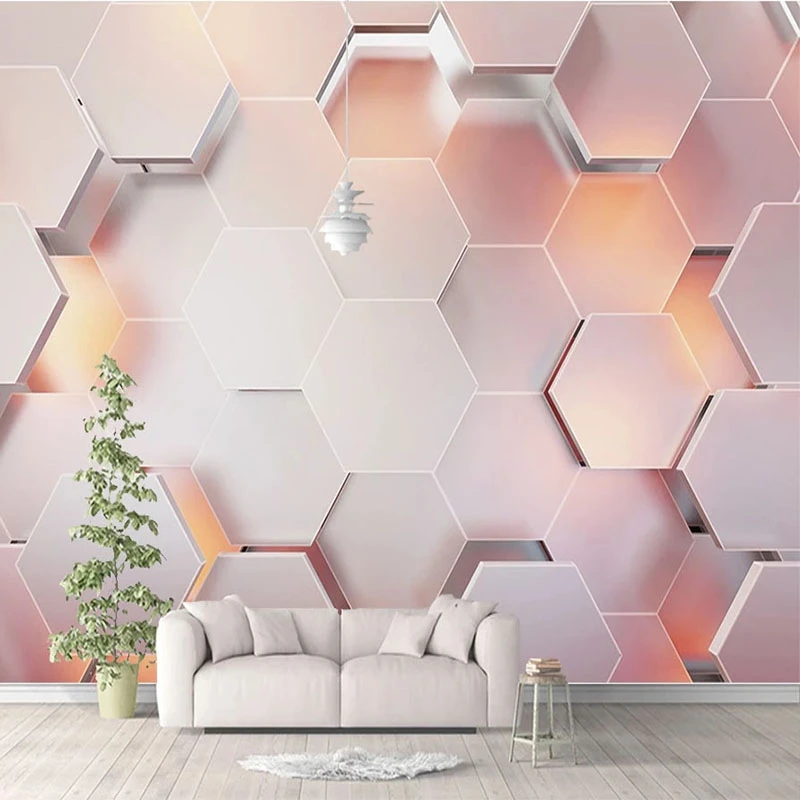 Custom 3d Wallpaper Modern Simple Pink Pentagon Geometric Wall Paper Living  Room Bedroom Abstract Art Murals Papel De Parede 3 D - Wallpapers -  AliExpress