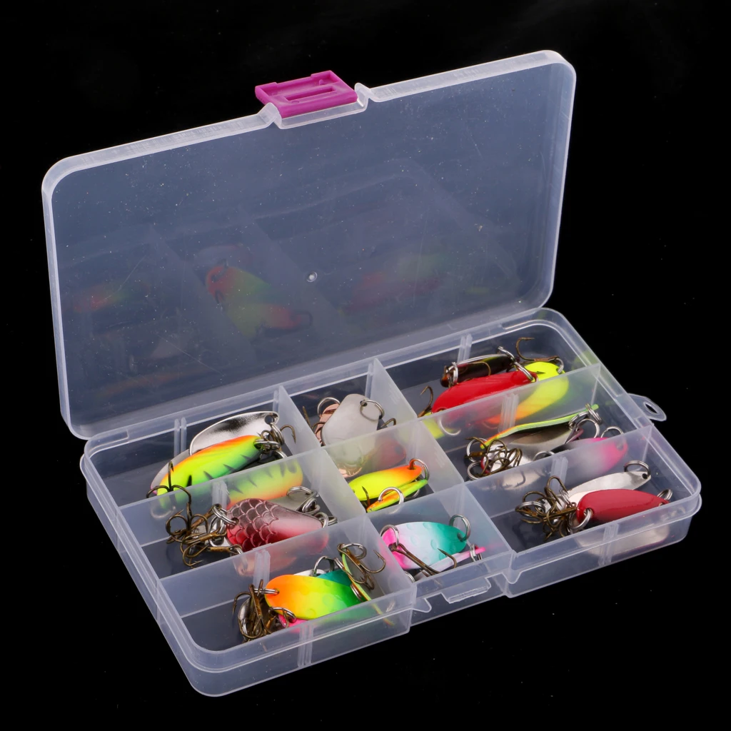30pcs Spoon Fishing Lures Bass Trout Salmon Lure Metal Bait Spinner Baits