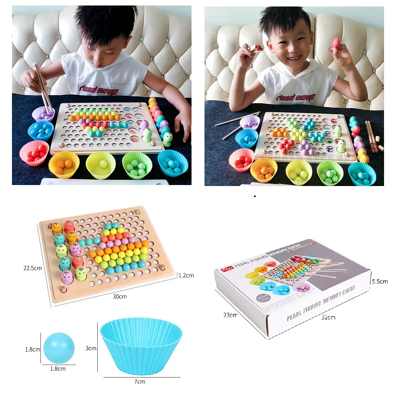 Montessori jouets éducatifs en bois pince de formation du cerveau perles de pêche Puzzle conseil mathématiques jeu mémoire échecs jouets de noël pour garçon filles