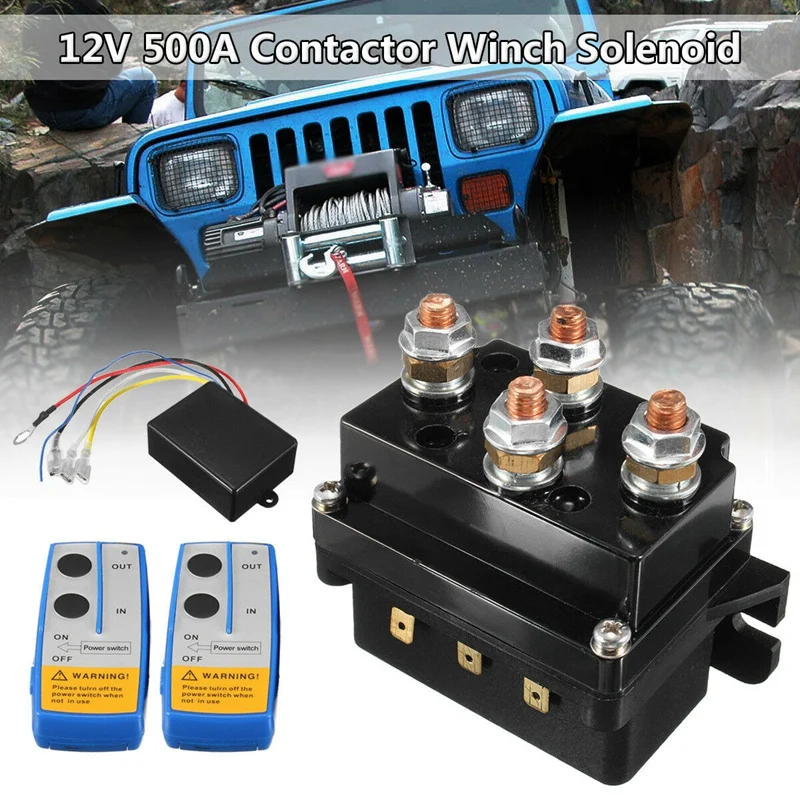 

12V 500A Winch Solenoid Relay Contactor+ Wireless Winch Remote Control Kit for Truck Jeep ATV 5500-12000Lbs Winch (500A)