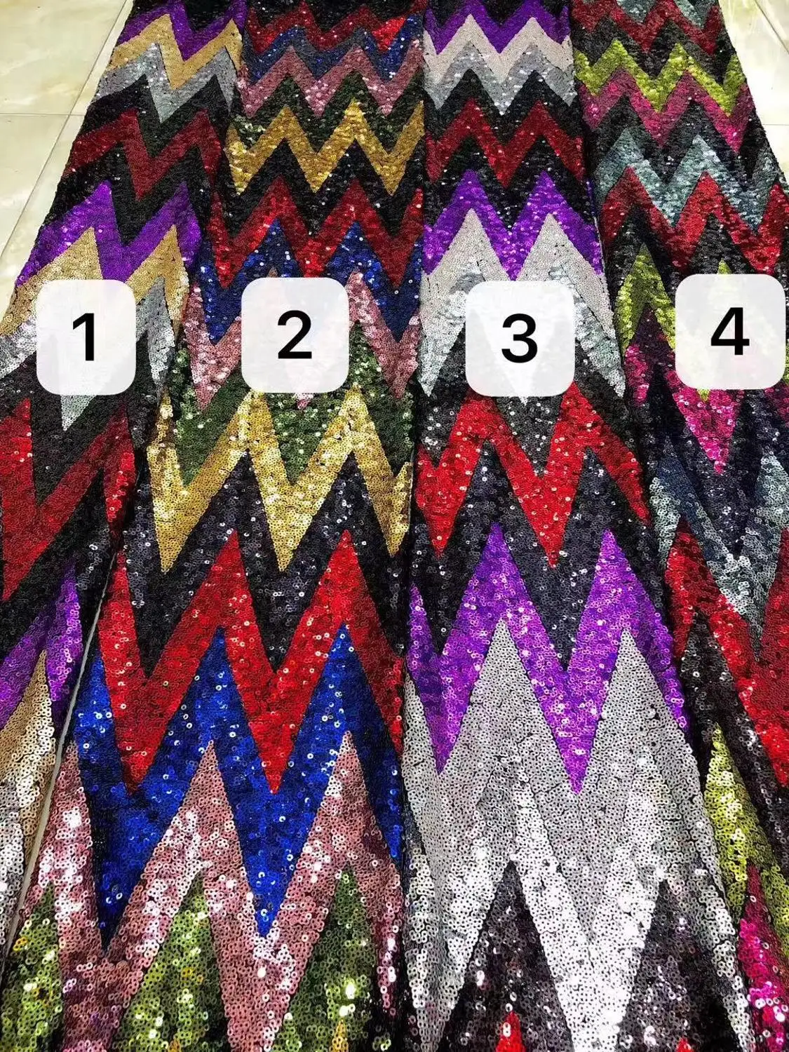 130-135 см модная разноцветная сетчатая ткань с геометрическим узором, расшитая блестками, XERY191025D