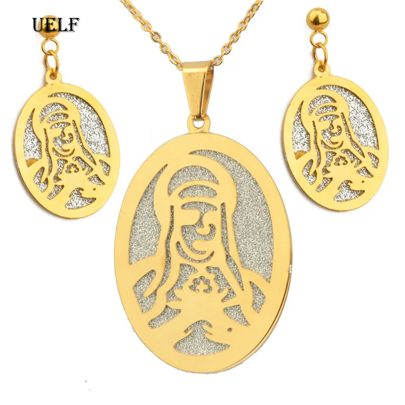 UELF Jesus ювелирный набор подвеска в виде Иисуса ожерелья серьги для женщин и