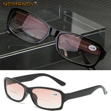 NOMANOV две пары черная оправа неглубокие коричневые градиентные антисиние лучевые бифокальные Мультифокальные мужские и женские очки для чтения+ 1+ 1,5 до+ 4