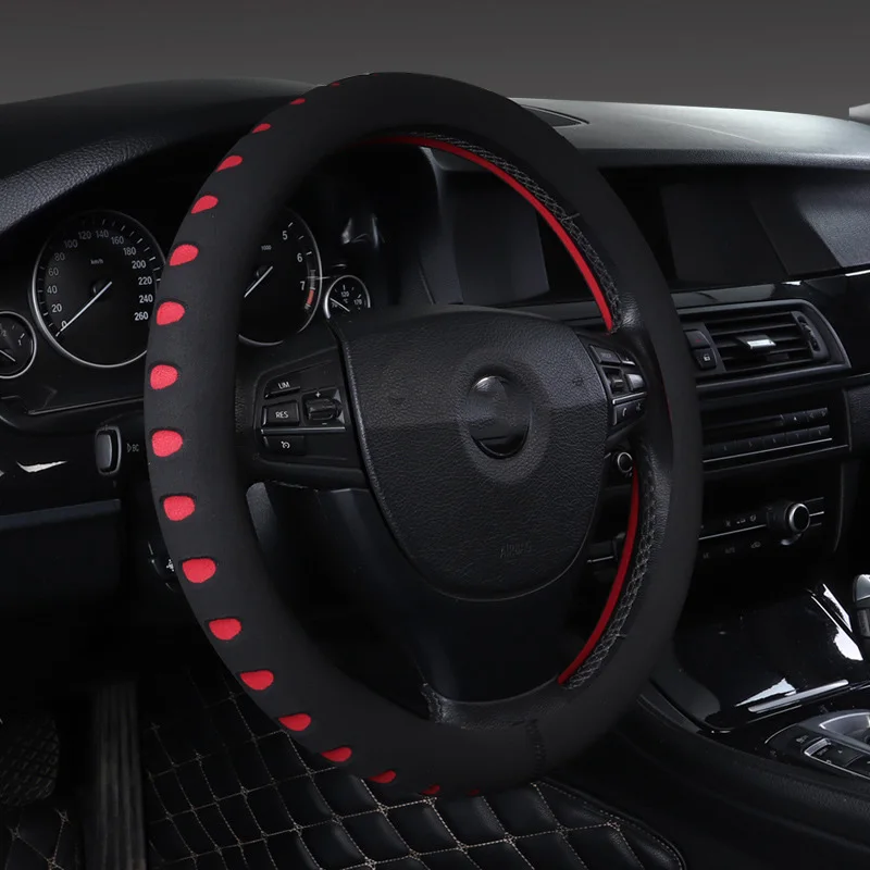 Rubber Racing Car Handle Steering Wheel Cover For Mitsubishi Lancer 10 ASX Pajero X Ford Focus 2 3 Fiesta Citroen C4 C5 C3 - Название цвета: red