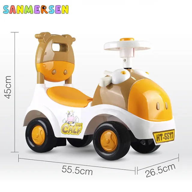 Baby Balance Bike Walker Cartoon Music Kids Ride on Toys 1-3years Children for Learning Walk Scooter Four-wheeled Vehicle 2