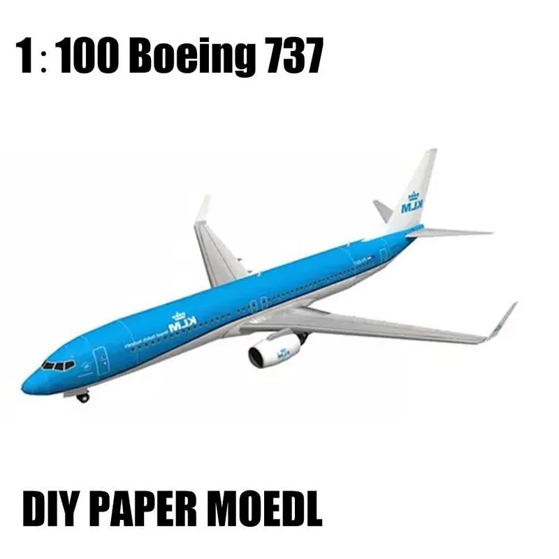 Бумажная модель самолета сделай сам бумажная игрушка 1:100 Боинг 737 Оригами для