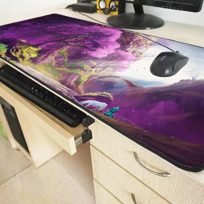 XGZ Fantasy Purple Tree Landscape Gaming Lock Edge Mouse Pad Large Computer Mousepad Rubber Desk Ma