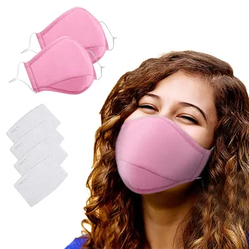 

Mask 2PC Adult Cotton Washable Reuse Dustproof Breathable Face Mask For Nose Mouth Proteccion Mouth Shield With 4 Filter Pad Aug