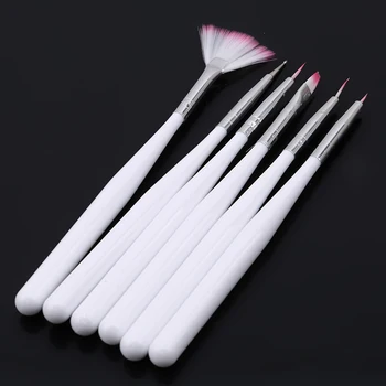 

7PCS Nail Art Brush Pen Dotting Painting Drawing Fan Line Builder Design Polish Gel UV Tips Decoration Manicure Tools