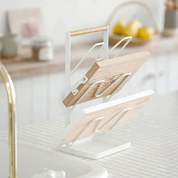 

Freestanding Pan Lid Holder Chopping Board 3 Layers Storage Rack Drying Shelf Save Space Restaurant Iron Detachable Tray Kitchen