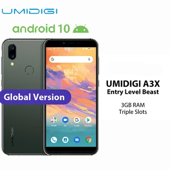 

UMIDIGI A3X Android Global Version 3GB RAM 5.7" Smartphone Dual Rear Camera 13MP Selfie MT6761 Dual 4G Triple Slots 3300m