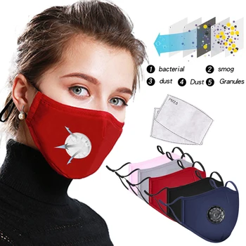 

Dust PM2.5 Mouth Mask With 2 Replaceable Filters Pollution Breathable Face Mask Cotton Washable Respirator Mouth-muffle