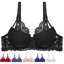 Кружевной бюстгальтер с эффектом пуш-ап спереди, женское нижнее белье, сексуальный женский бюстгальтер, женское нижнее белье, бюстгальтер без косточек с цветочным рисунком, soutien gorge femme