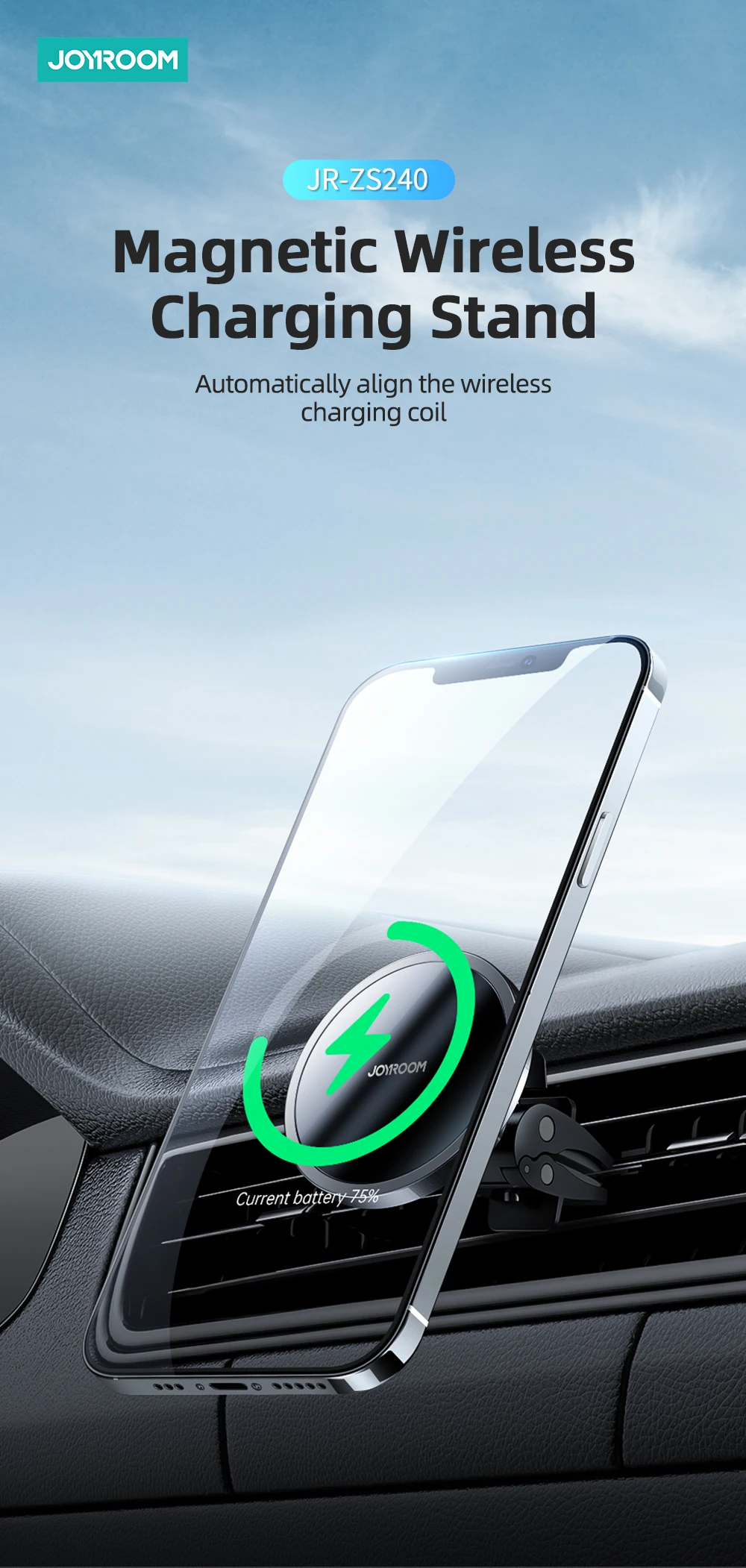 phone stand for bike Magnetic Wireless Charger Car Phone Holder 15W Qi Fast Charging Car Mount for iPhone 13 12 11 Pro Max Xs Samsung S9 S10 Joyroom iphone charging stand