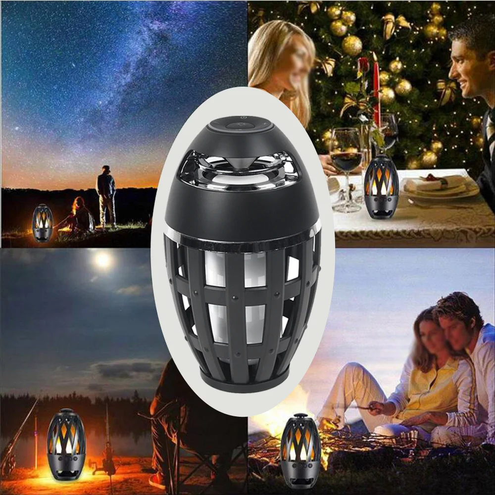 Открытый беспроводной Bluetooth динамик TF карта музыка портативный светодиодный эффект пламени лампа разработана износостойкость