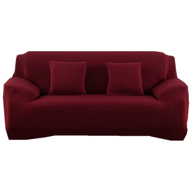 Wine red 1/2 шт., белый диван, набор чехлов для дивана, эластичные Чехлы для дивана, для гостиной, для домашних животных, тянущийся l-образный шезлонг, чехлы для дивана - Цвет: Wine red